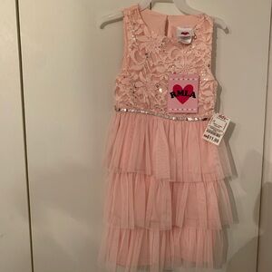 Girls pink ruffle dress